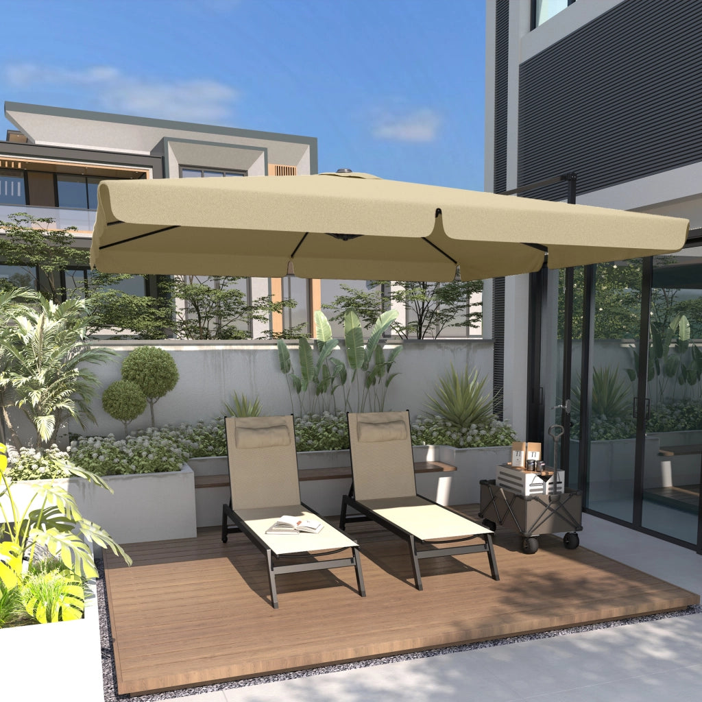Lettino da giardino in alluminio e Textilene con rotelle e poggiatesta ¨C zephmum ¨C kaki
