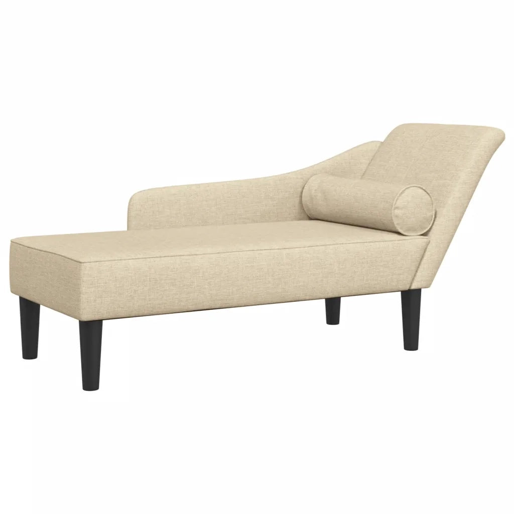 Chaise Longue con Cuscini Crema in Tessuto CFW8179907