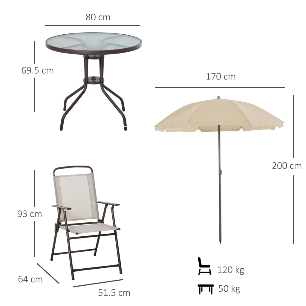 Set Giardino 6 Pezzi in Acciaio con Ombrellone ¨C zephmum ¨C Crema