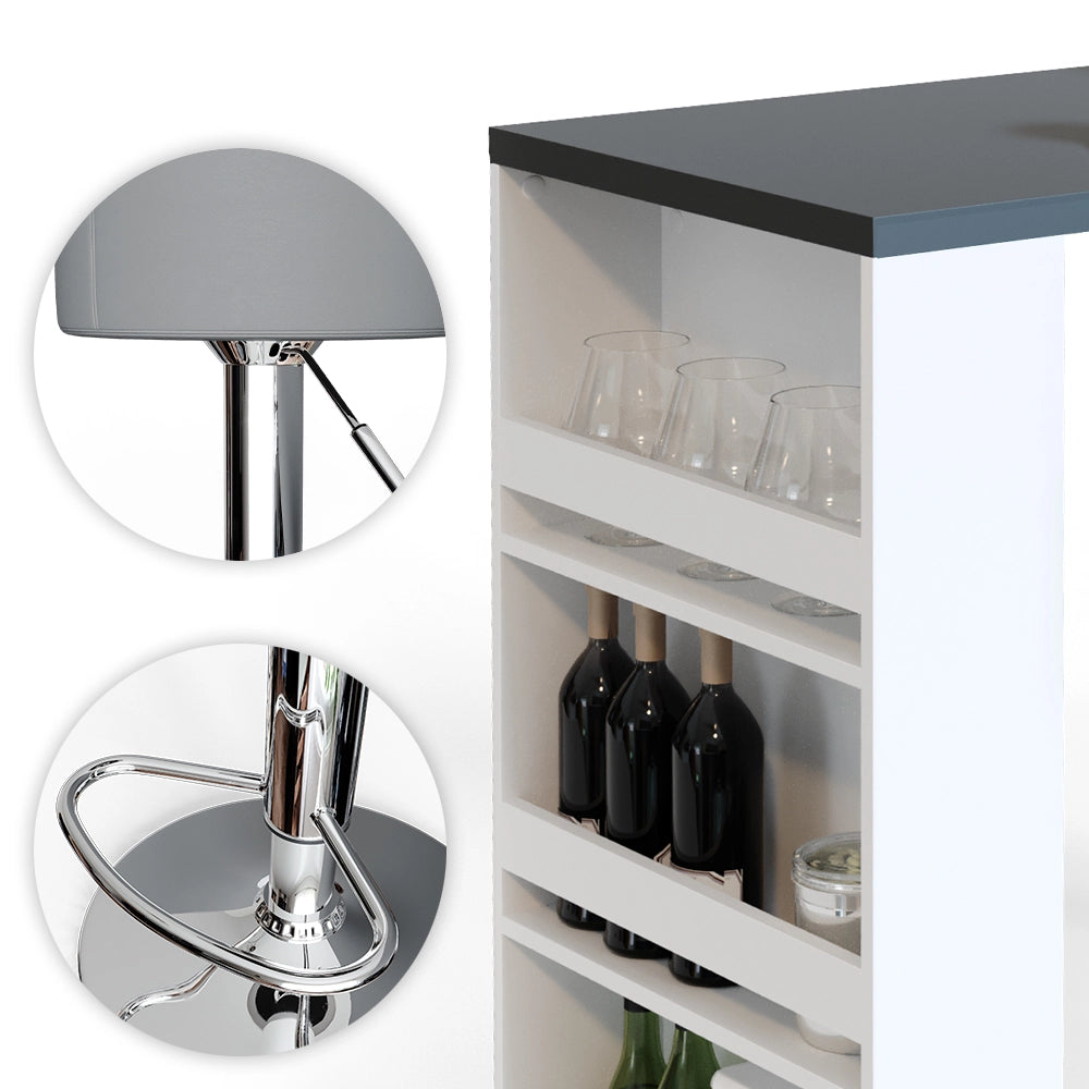 Vicco Tavolo bar con sgabelli Bianco/Grigio 57 x 117 cm con 2 sgabelli da bar