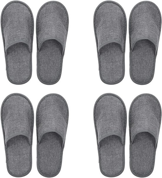 Pantofole di lino 4 paia per hotel, spa, casa, ospiti, viaggiatori donne e uomini Stile 2 grigio XX-Large 3X-Piccolo