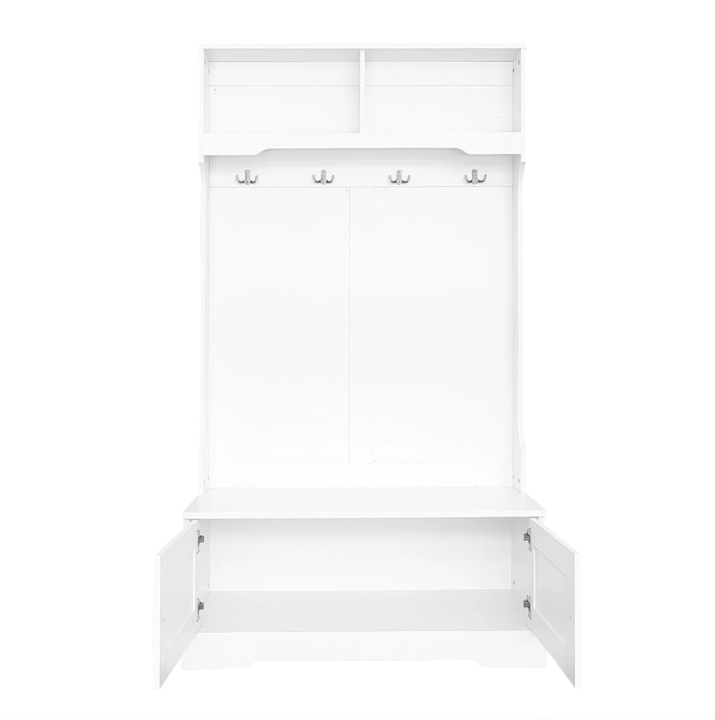 Mobile da ingresso con panca 101，5x47x183 cm bianco， 4 ganci， 2 vani