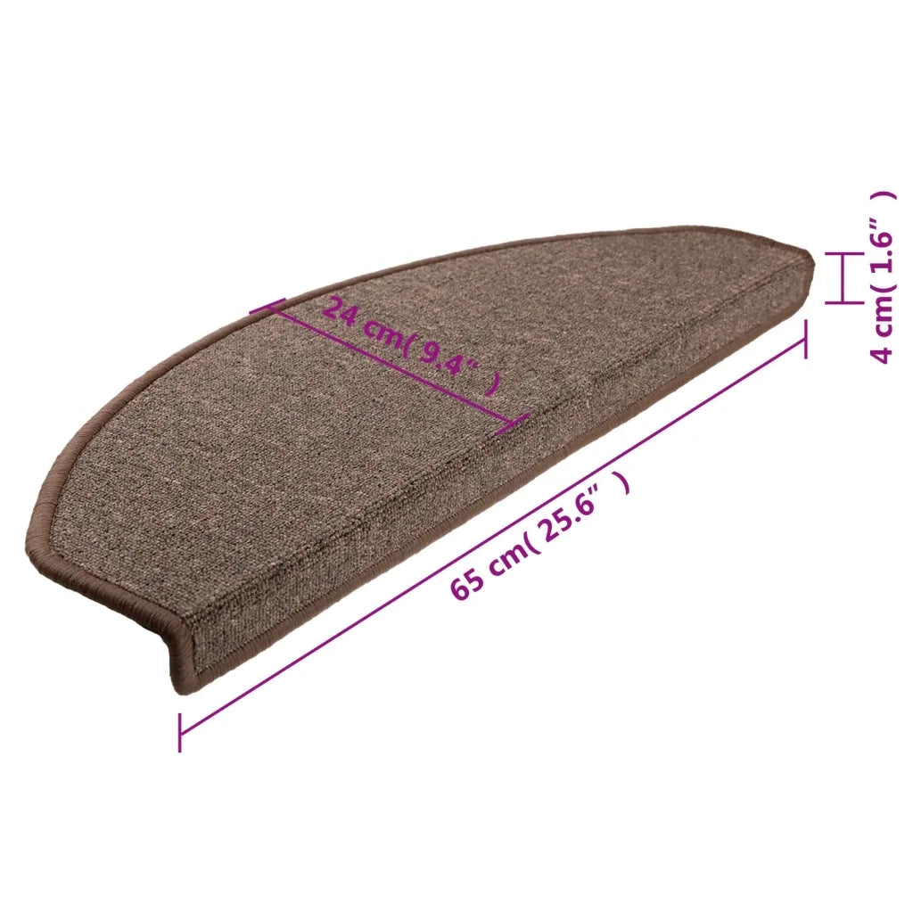 Tappetini per scale 15 pz 65x24x4 cm Marrone caffè Semicircolari Grandi 133888