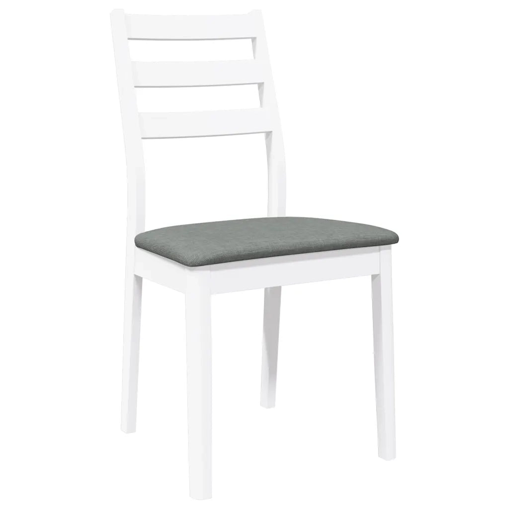 Sedie da Pranzo con Cuscini 2 pz Bianco Legno Massello di Hevea