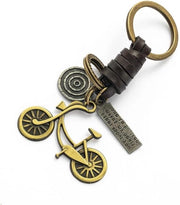 Sleutelhanger per Bicicletta in Metallo con Catena in Pelle Vintage - Charme per Bicicletta - Idea Regalo per Appassionato di Bicicletta