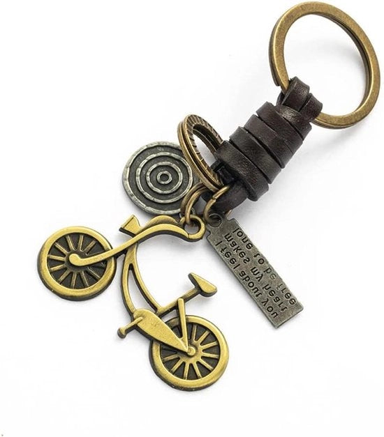 Sleutelhanger per Bicicletta in Metallo con Catena in Pelle Vintage - Charme per Bicicletta - Idea Regalo per Appassionato di Bicicletta