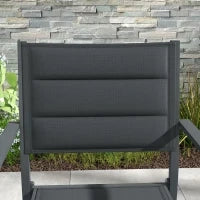 Set di 4 Sedie da Giardino Impilabili in Alluminio e Textilene con Braccioli, Set di 4 Pezzi per Esterno, Grigio
