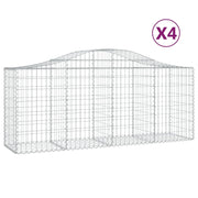 Set di 4 gabbioni ad arco per recinzione gabbia o muro di contenimento 200 x 50 x 80/100 cm ferro zincato argento 02_0041454