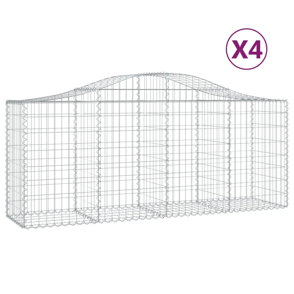 Set di 4 gabbioni ad arco per recinzione gabbia o muro di contenimento 200 x 50 x 80/100 cm ferro zincato argento 02_0041454