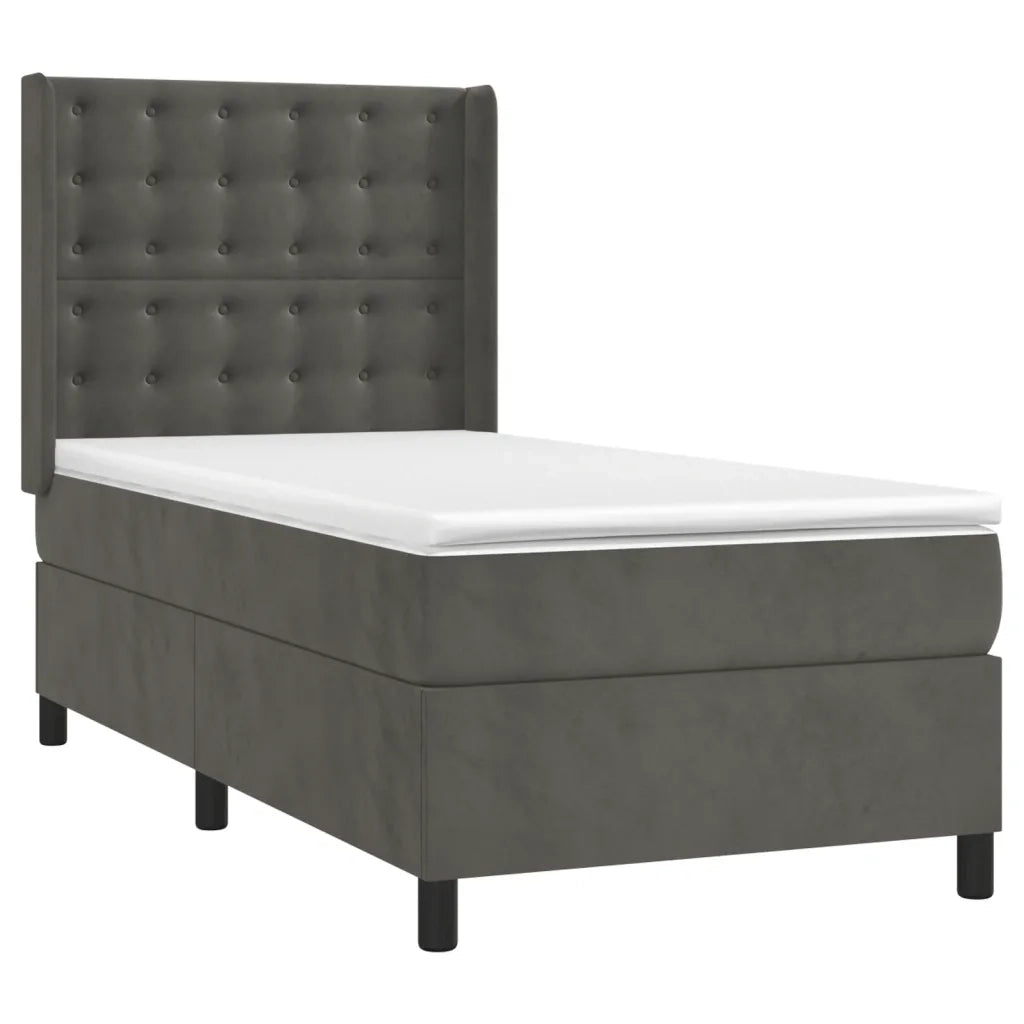 Giroletto a Molle con Materasso Grigio Scuro 90x200 cm Vellutocod mxl 122684