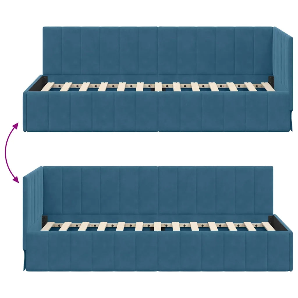 Cornice del letto ad angolo Blu 80 cm x 200 cm Velluto 42016286