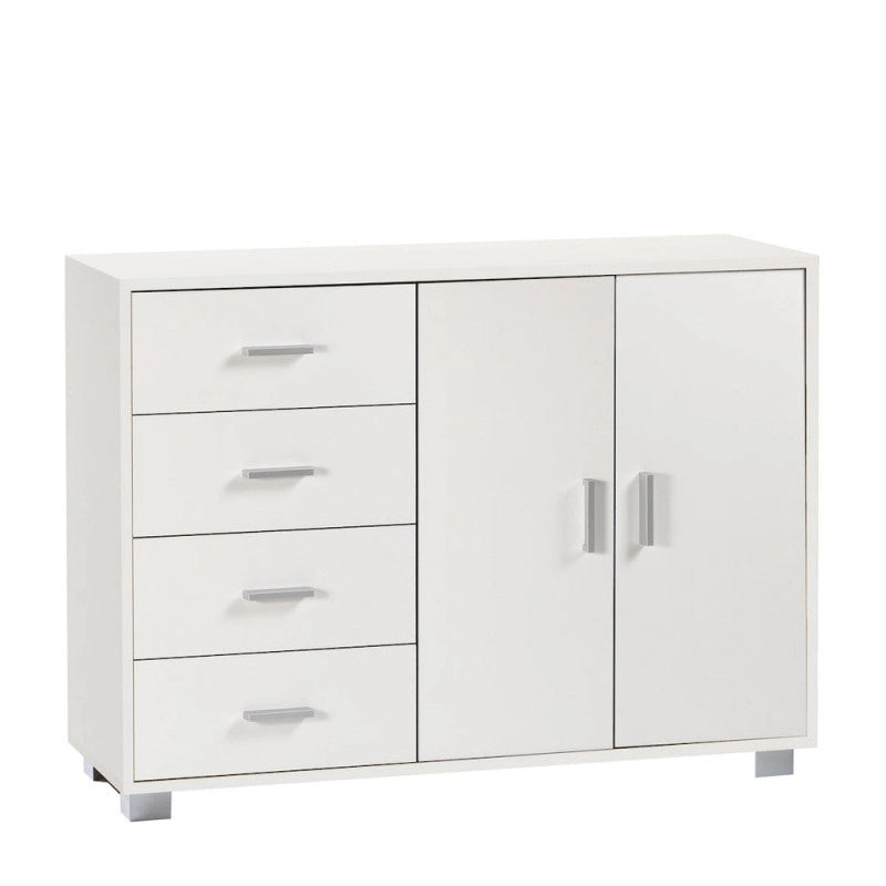 Mobile 2 Ante 4 Cassetti Kit Bianco Fiammato cm 116x41x86h - Sarmog
