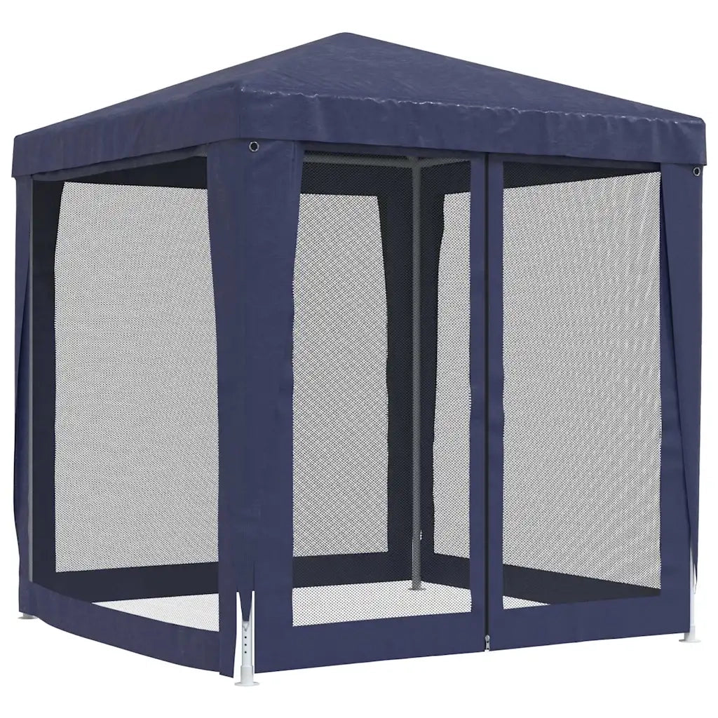 Tenda per Feste con 4 Pareti Laterali in Rete-Tenda Gazebo Blu 2x2 m HDPE