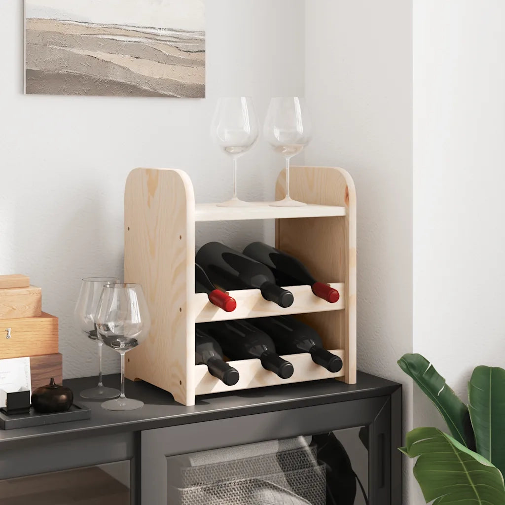 Portabottiglie con Ripiano 33x25x37cm in Legno Massello di Pino 4007554