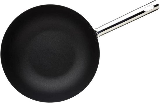 Wok da 24 cm con rivestimento antifiamma e acciaio carbonio nero