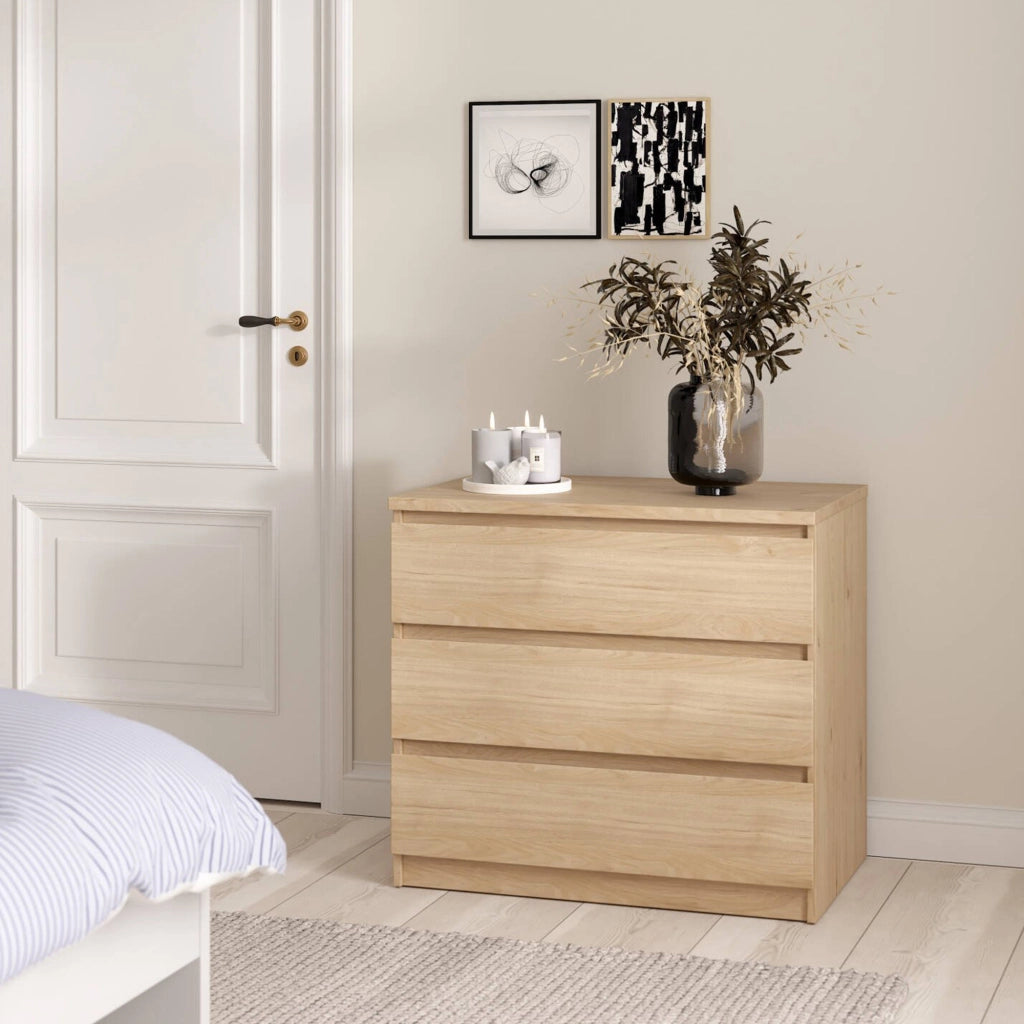 Cassettiera Kajiki, Settimino multiuso, Comò camera da letto, Mobile con cassetti, 77x50 h68 cm, Rovere
