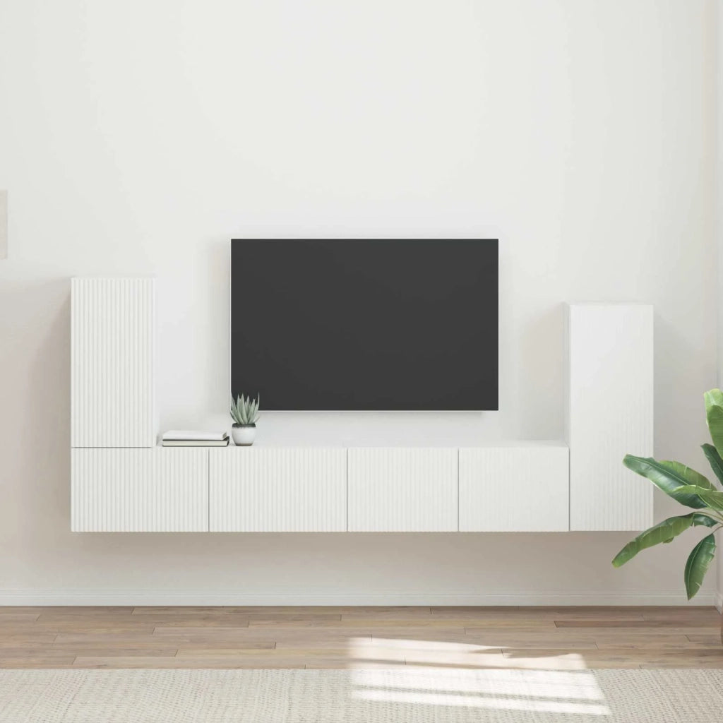 Set mobile TV 4 pcs Bianco Legno multistrato 3409114