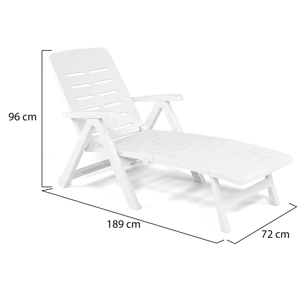 Sdraio da Giardino Noahs, Lettino Prendisole Ruote Made in Italy, 189x72x96h cm Bianco