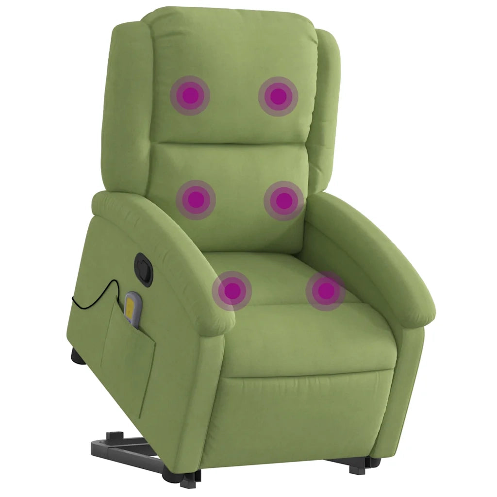 Poltrona Alzapersona Reclinabile Verde Chiaro in Velluto