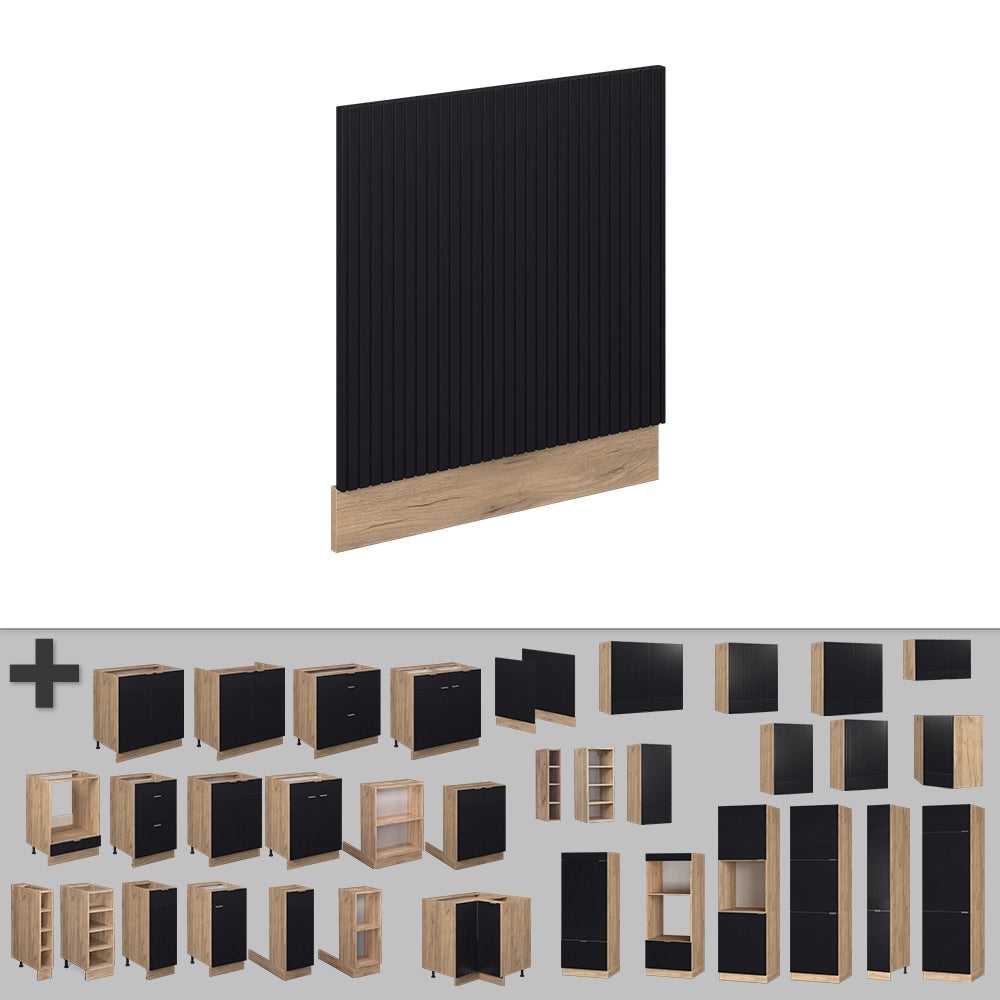 Pannello frontale Fame-Line Nero rigato/Rovere dorato 60 cm, PL Antracite Vicco