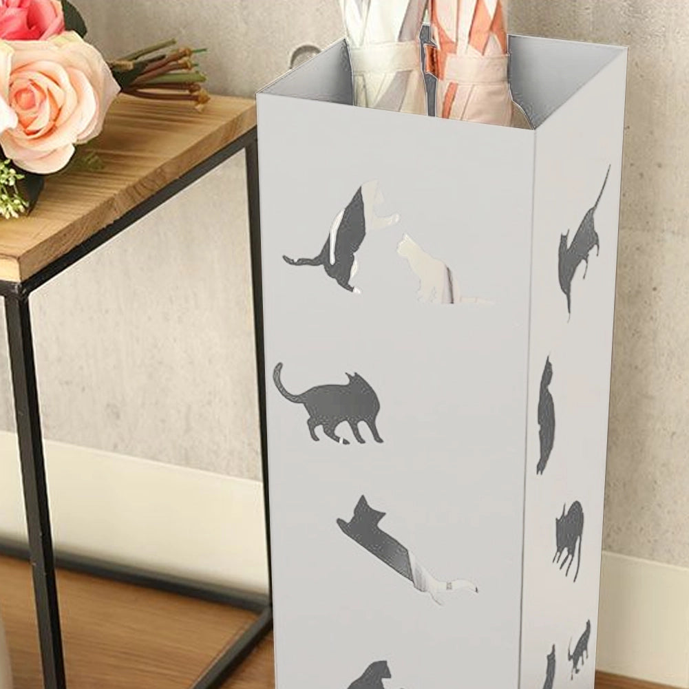 Portaombrelli per Ingresso Design Gatti Porta Ombrelli 15,5x15,5x49 cm in Ferro Bianco