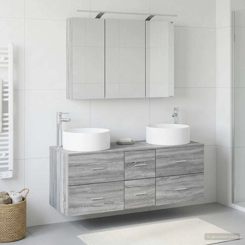 Set di mobili per il bagno 4 pz Sonoma grigio 3407100