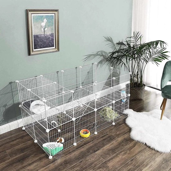 Recinzione per animali - Casetta per conigli - Gabbia per hamster - Gabbia per cavia - Recinzione per animali - Ingresso argentato - Stalla a gabbia - Animali domestici