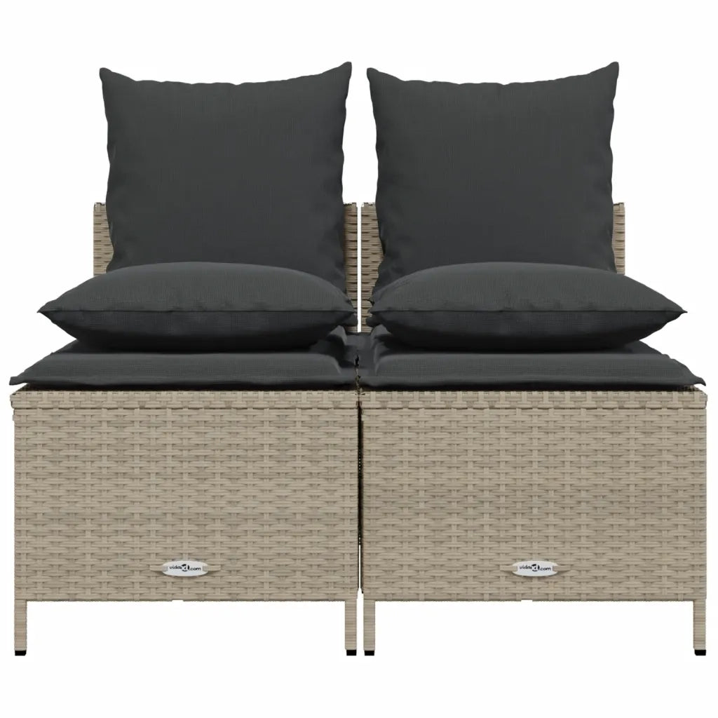 Set Divano da Giardino 4pz con Cuscini Grigio Chiaro Polyrattan 368385