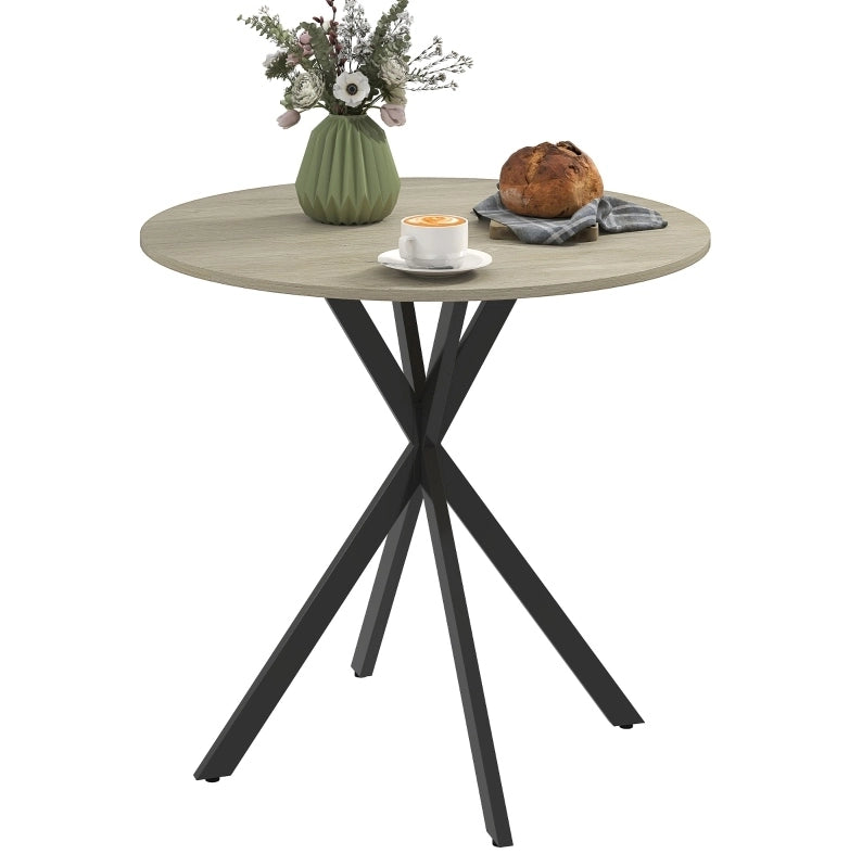 Tavolo da pranzo rotondo ?80 cm con gambe in acciaio; legno; naturale