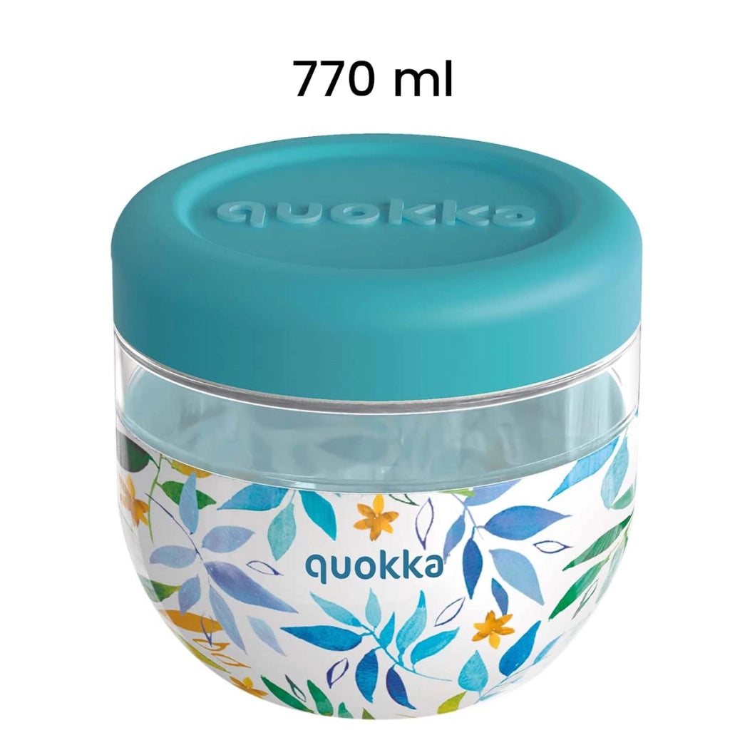 Contenitore Alimentare con Motivo Foglie ad Acquerello 770ml con Coperchio Multicolore Quokka