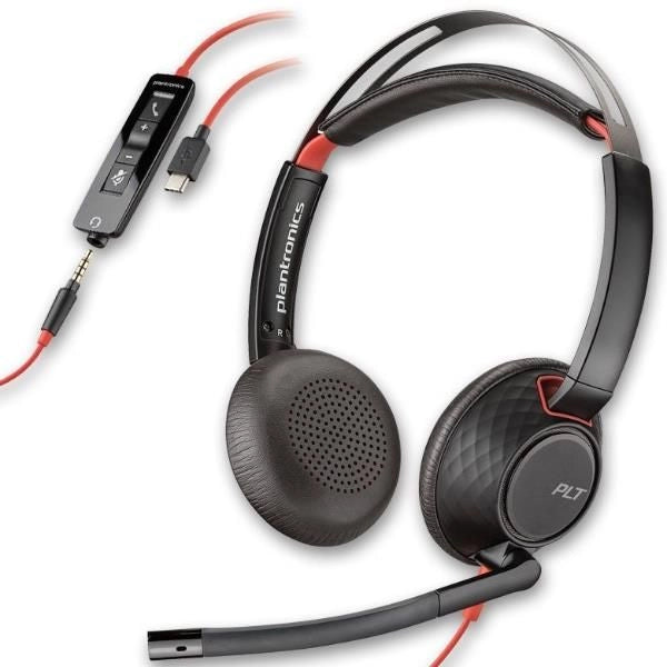 Poly cuffie blackwire 5220 stereo usb-c + spinotto da 3,5 mm + adattatore usb-c/a (sfuse) - 8X231A6