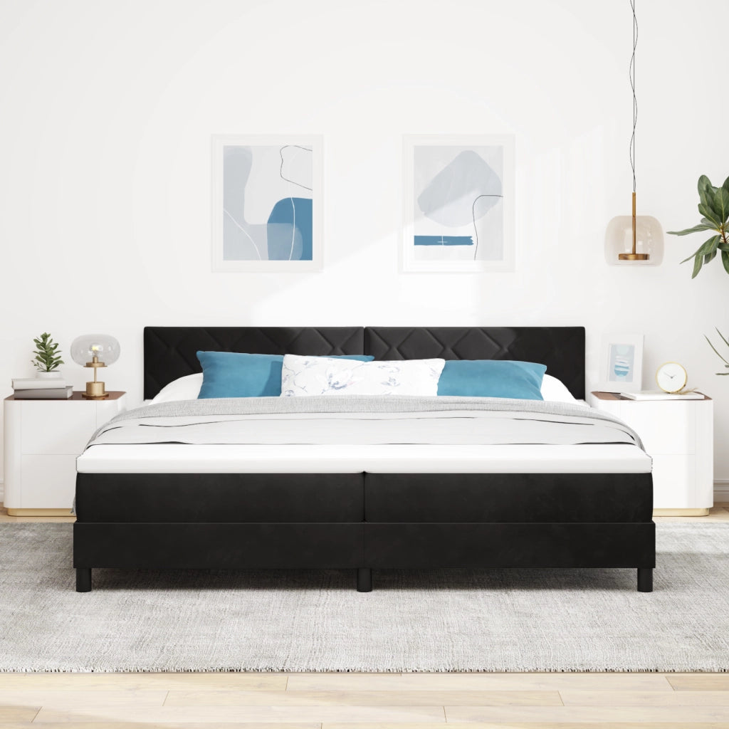Letto a Box con Materasso e LED Nero 200x200 cm Velluto