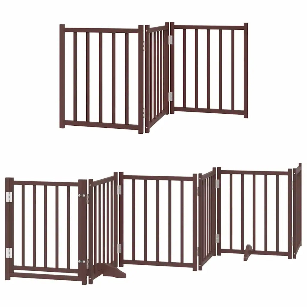 Cancello Cani Porta Pieghevole Marrone 9 Pannelli 450cm Pioppo