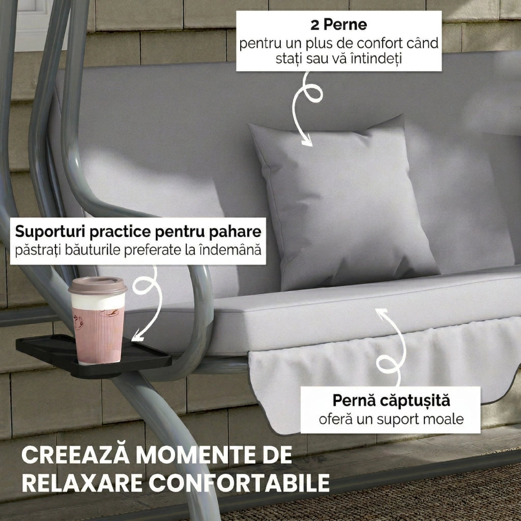 2-in-1 Tetto Inclinabile Multifunzione Alta Resistenza Carico 340kg 200×120×164cm Grigio
