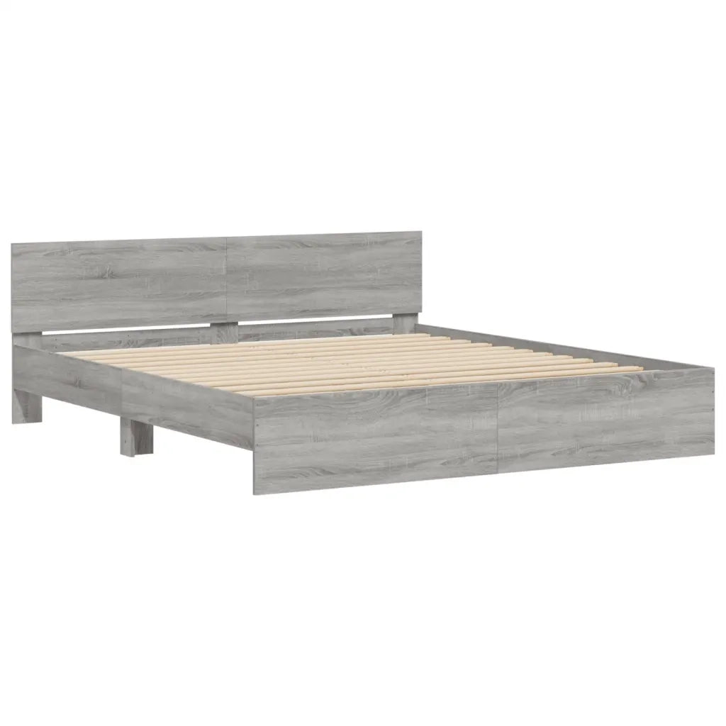 Giroletto con Testiera e LED-Struttura Letto con testiera Grigio Sonoma 180x200 cm 610225