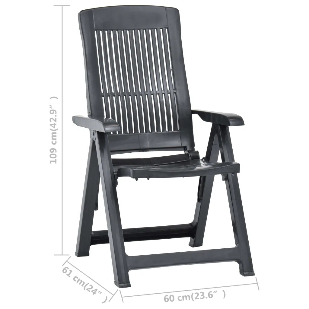Sedie da Giardino Reclinabili 2 pz in Plastica Antracite 48768