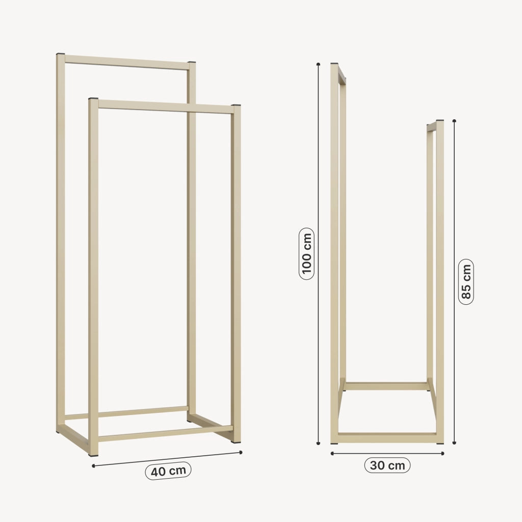 Stand Appendiabiti Holtalen con 2 Barre Organizzatore Guardaroba 100 x 40 x 30 cm - Color Cammello [en.casa]