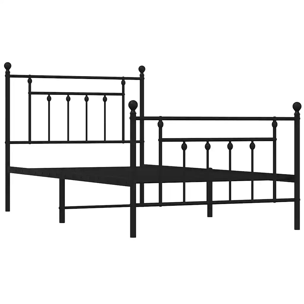 Giroletto con Testiera e Pediera-Struttura Letto Metallo Nero 100x190 cm 953541