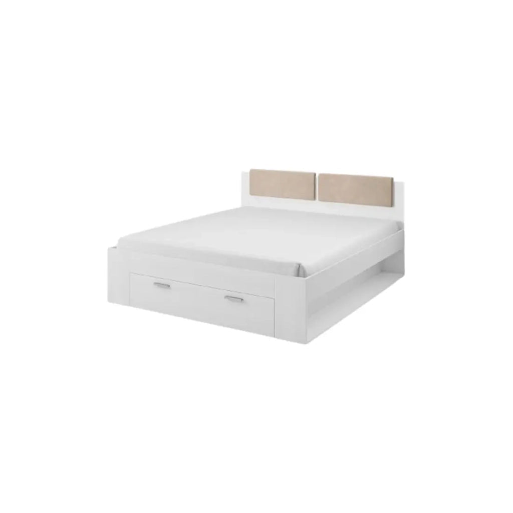 Letto adulto 180x200 con cassetti integrati - Collezione FLOYD. Colore bianco effetto legno.