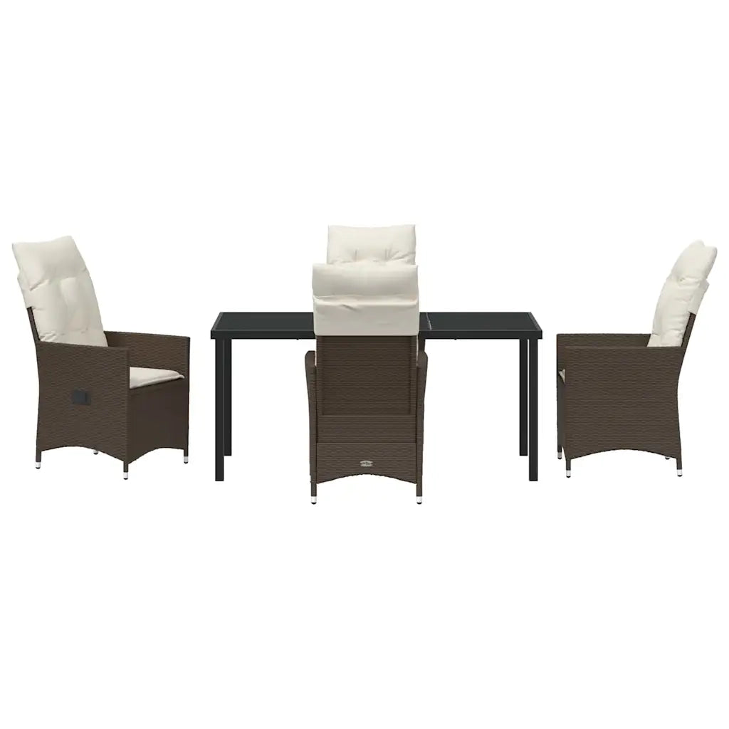 Set da Pranzo per Giardino con cuscino 5 pcs Marrone polyrattan 3379544