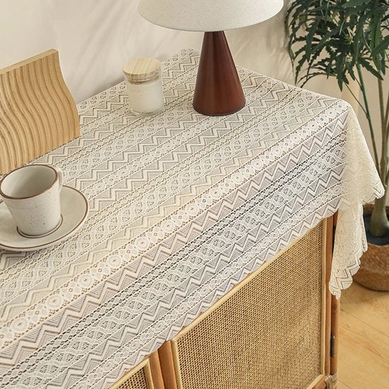 Tavolo di lavoro 35x160cm – Macramè Hanger di tessuto crema – Per armadio e camera da letto – Decorazione moderna beige