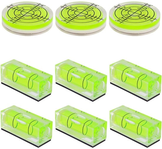 Livello Mini 9 pezzi - Magnetico/Cuadrado/Rondell - Livellazione - Acrilico/ABS - Compacto - Strumento di Livellazione