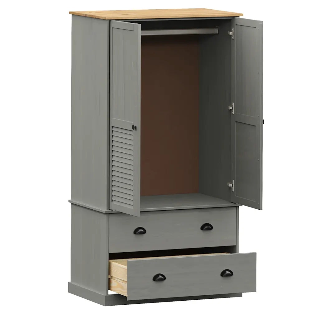 Armadio VIGO 90x55x170 cm in Legno Massello di Pino Grigio 353165