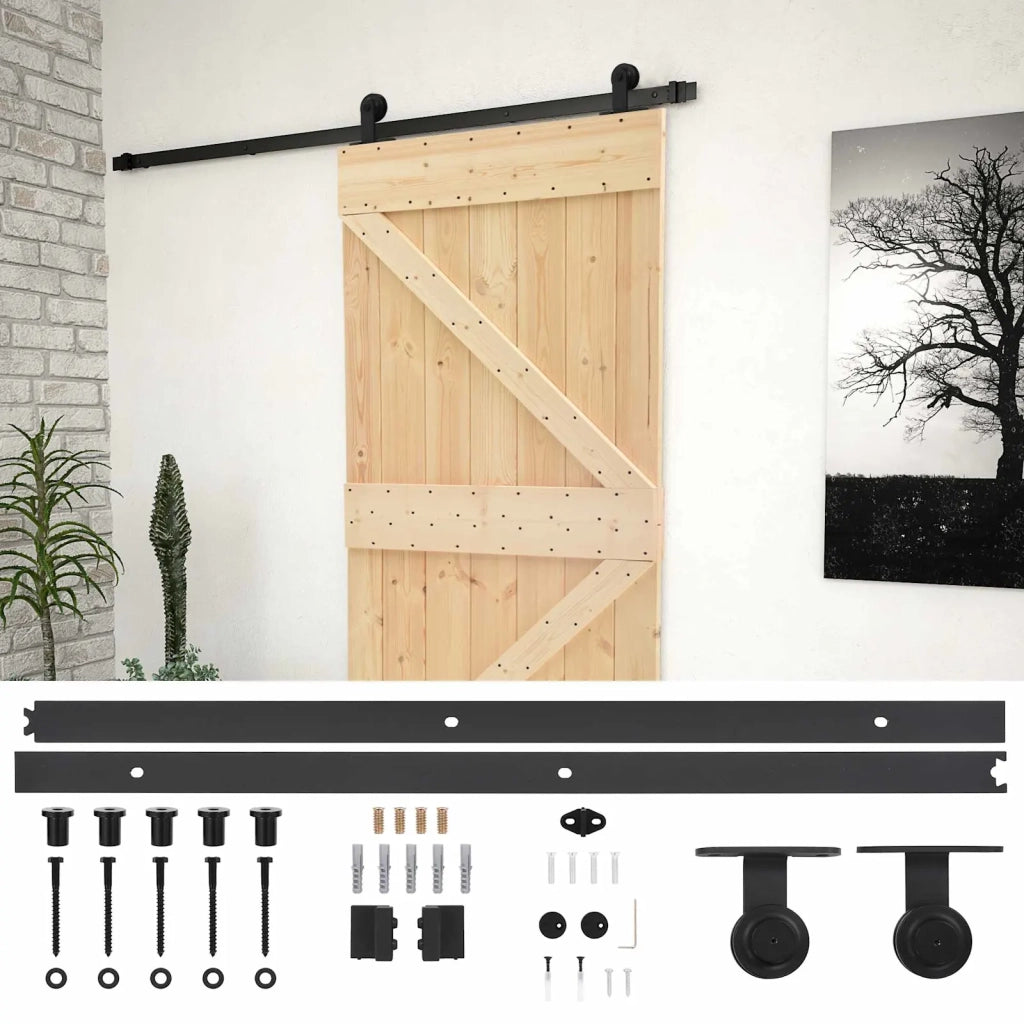 Porta scorrevole Naturale e Nero 80 x 210 cm 3444853