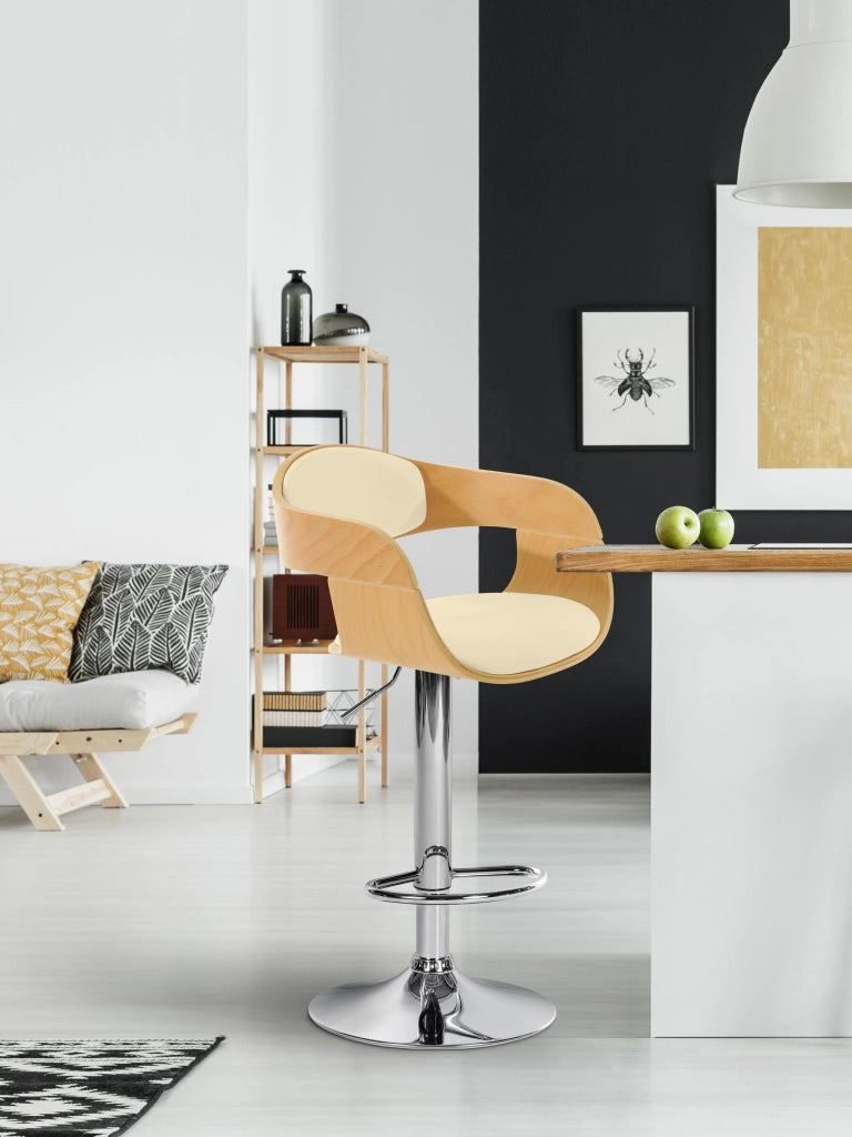 Sgabello Kingston in Similpelle Natura/crema