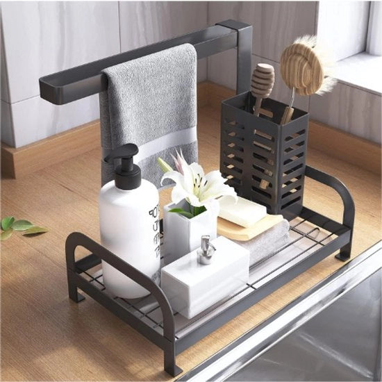 Organizzatore per Caddy – Sostegno per Spazzola & Pennello con Raccogliasciuga – Organizzatore per Lavagna con Scarico per Cucina & Bagno