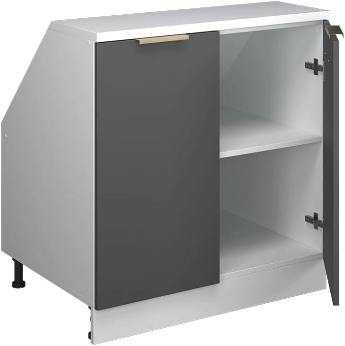 Mobile sottotetto Rion, Antracite-oro, 80 x 81.6 cm con 2 porte, carcassa 60 cm profondità, adatto per il salvaspazio sotto tetti spioventi