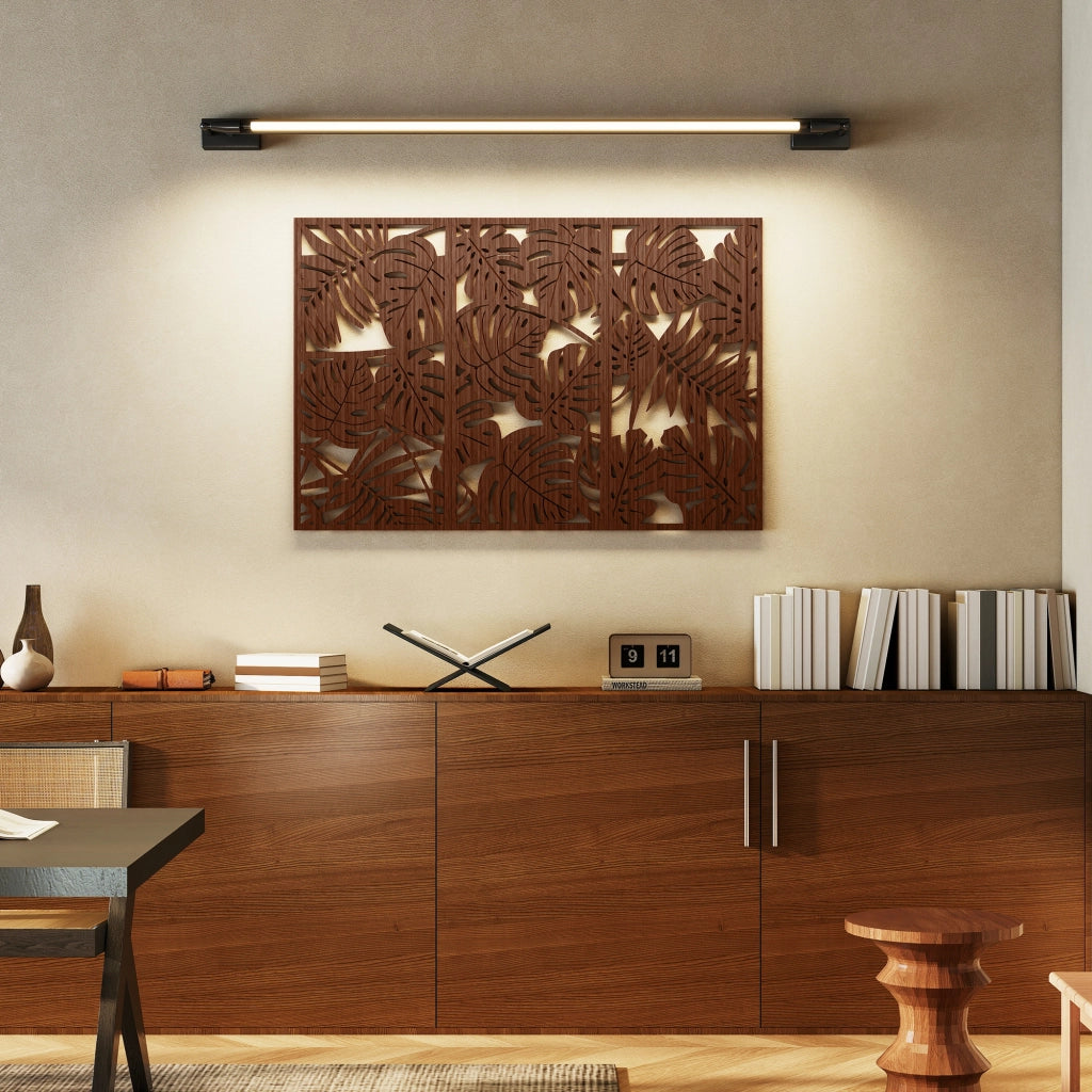 Quadro Legno 40x80 cm 3D Foglie Tropicali ¨C zephmum ¨C 3 Pezzi 40x80 cm
