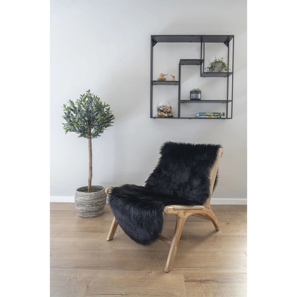 Tappeto Asimmetrico Lambskin, Nero, Poliestere, 180x60x6,5 cm