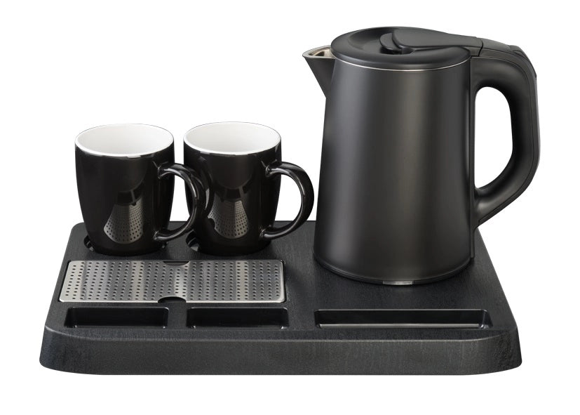 Set bollitore elettrico 4 pezzi- Nero  0,8 litri  Acciaio inox a doppia parete